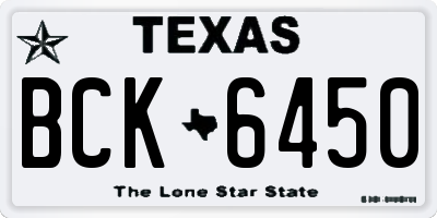 TX license plate BCK6450
