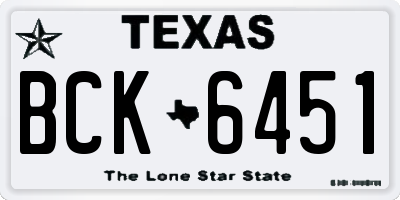 TX license plate BCK6451