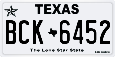 TX license plate BCK6452
