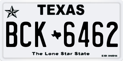 TX license plate BCK6462