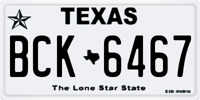 TX license plate BCK6467
