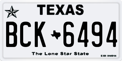 TX license plate BCK6494
