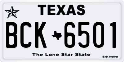 TX license plate BCK6501