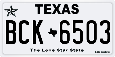 TX license plate BCK6503