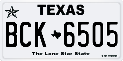 TX license plate BCK6505