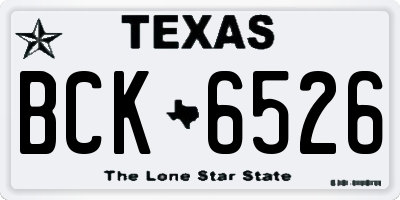 TX license plate BCK6526