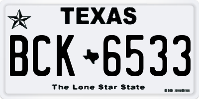 TX license plate BCK6533