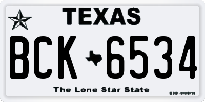 TX license plate BCK6534