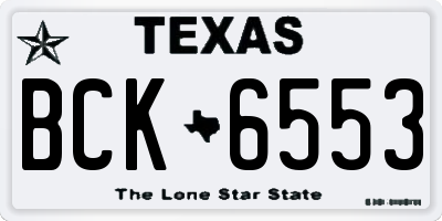 TX license plate BCK6553