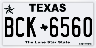 TX license plate BCK6560
