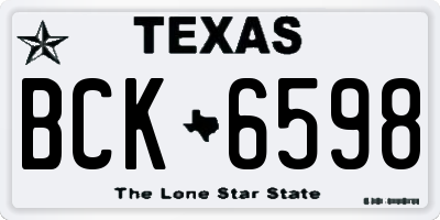 TX license plate BCK6598