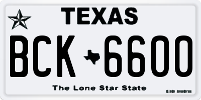 TX license plate BCK6600