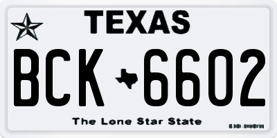 TX license plate BCK6602