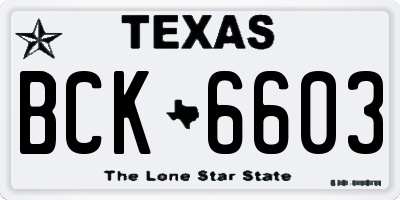 TX license plate BCK6603
