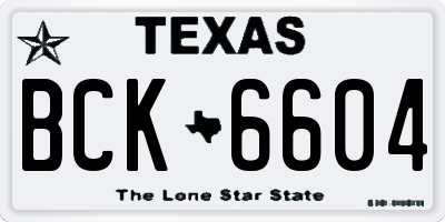 TX license plate BCK6604
