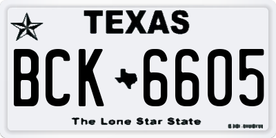 TX license plate BCK6605