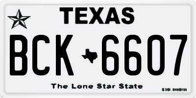 TX license plate BCK6607
