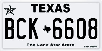 TX license plate BCK6608