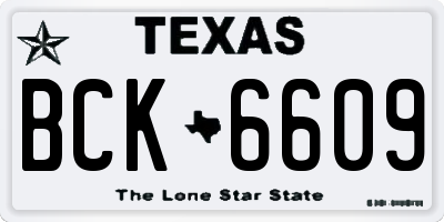 TX license plate BCK6609