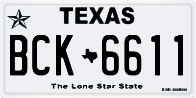 TX license plate BCK6611