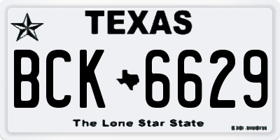 TX license plate BCK6629