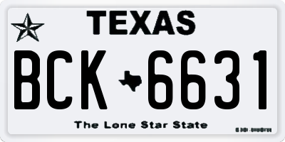 TX license plate BCK6631
