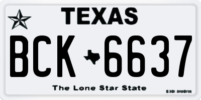 TX license plate BCK6637