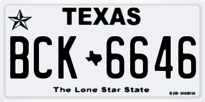 TX license plate BCK6646