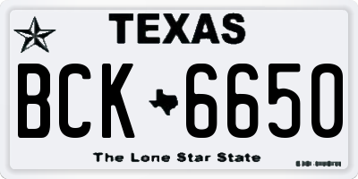 TX license plate BCK6650