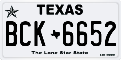 TX license plate BCK6652