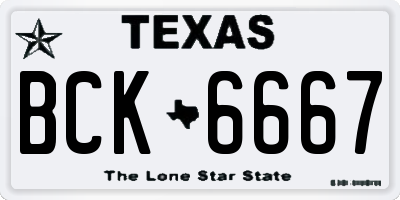 TX license plate BCK6667