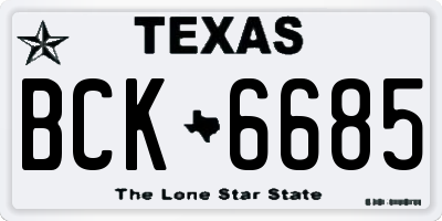 TX license plate BCK6685