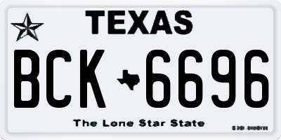 TX license plate BCK6696
