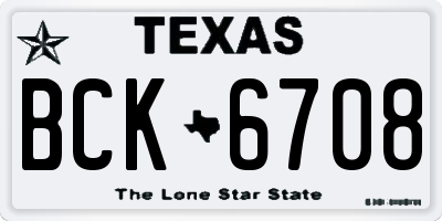 TX license plate BCK6708