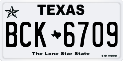TX license plate BCK6709