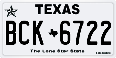 TX license plate BCK6722