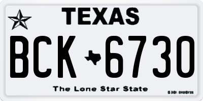 TX license plate BCK6730