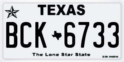 TX license plate BCK6733