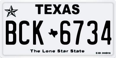 TX license plate BCK6734