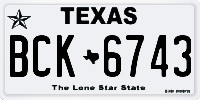 TX license plate BCK6743