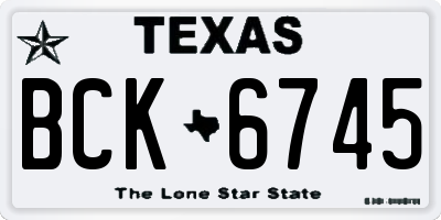 TX license plate BCK6745