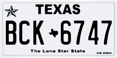 TX license plate BCK6747