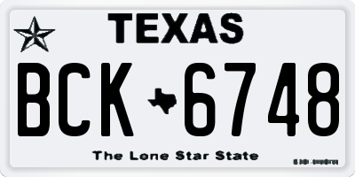 TX license plate BCK6748