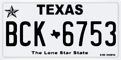 TX license plate BCK6753