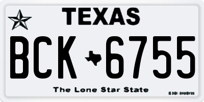 TX license plate BCK6755