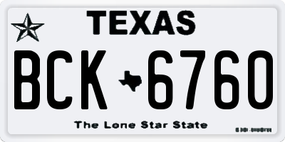 TX license plate BCK6760