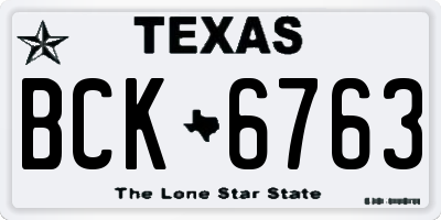TX license plate BCK6763