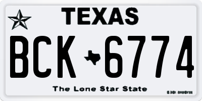 TX license plate BCK6774
