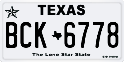 TX license plate BCK6778