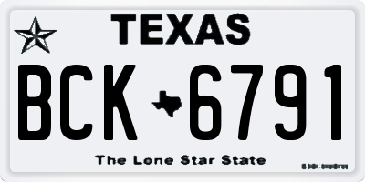 TX license plate BCK6791